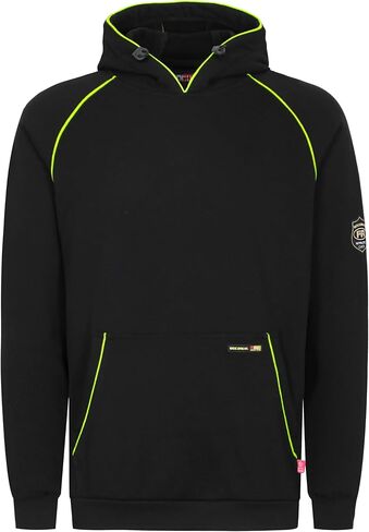 BOCOMAL FR Hoodies Pullover 12oz Heavyweight Cotton Fleece Flame Resistant Contrast Stripe Long Sleeve Hooded Sweatshirts in Saudi Arabia