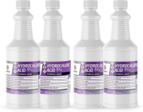 Hydrochloric Acid 5% Technical Grade - 1 Quart Bottle - 32 fl oz - Gentle Acid for Various Applications in Saudi Arabia