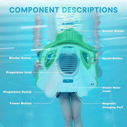 Electric Swimming Kickboard for Kids,Motorized Swim Board with Water Gun, Motorized Swim Training for Children Adults, 60N Thrust, 198 lbs Buoyancy, 25V Rechargeable Battery in Kuwait