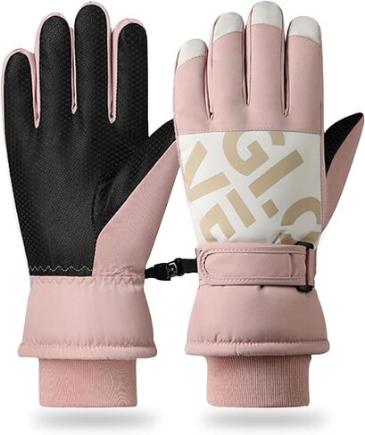 RIGWARL Winter Fashion Gloves Women Outdoors Ski Warm Gloves with Wrist Leashes Waterproof and Windproof Gloves（Light Pink） in Saudi Arabia