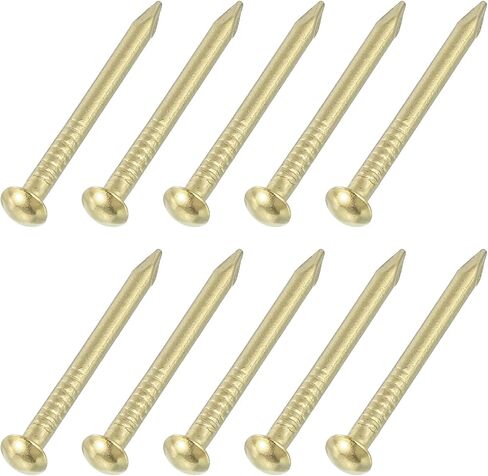 UXCELL 50PCS مسامير الأجهزة الصغيرة ، 2D × 1 "نحاس جولة رأس الأظافر المشتركة الظفر الشائع لمشاريع صورة الأعمال المنزلية معلقة ، الذهب in Saudi Arabia