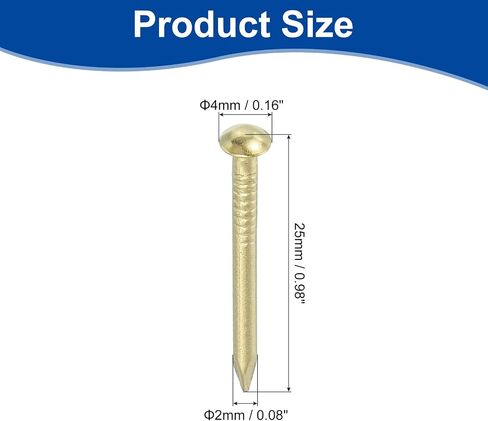 UXCELL 50PCS مسامير الأجهزة الصغيرة ، 2D × 1 "نحاس جولة رأس الأظافر المشتركة الظفر الشائع لمشاريع صورة الأعمال المنزلية معلقة ، الذهب in Saudi Arabia