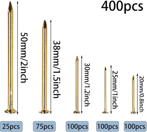 400pcs Premium Hardware Nails Assortment Kit，Good Hardness Picture Hanging Nails,Wall Nails，5 Sizes in Saudi Arabia