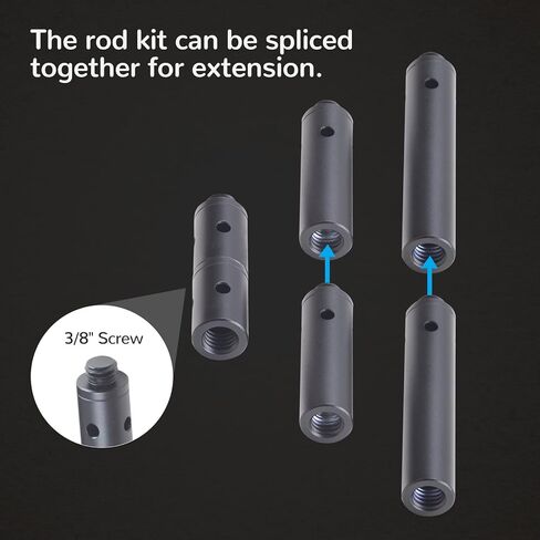 Nitze 15mm Rod with 3/8" Screw 1 Inch/2 Inches/3 Inches (3 pcs) Aluminum Alloy 15mm Rods wtih 3/8" Male to Female Threads - R15-3/8-KIT in Saudi Arabia