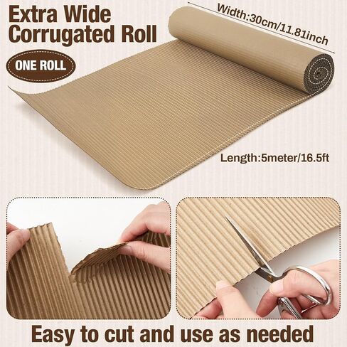 Henoyso Corrugated Cardboard Roll 20 x 120 Inches Single Face Thick Heavy Duty Corrugated Paper B Flute Cardboard Roll for Shipping, Crafts, Gift Packaging & DIY Projects in Saudi Arabia