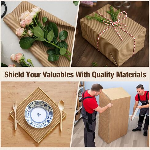 Henoyso Corrugated Cardboard Roll 20 x 120 Inches Single Face Thick Heavy Duty Corrugated Paper B Flute Cardboard Roll for Shipping, Crafts, Gift Packaging & DIY Projects in Saudi Arabia