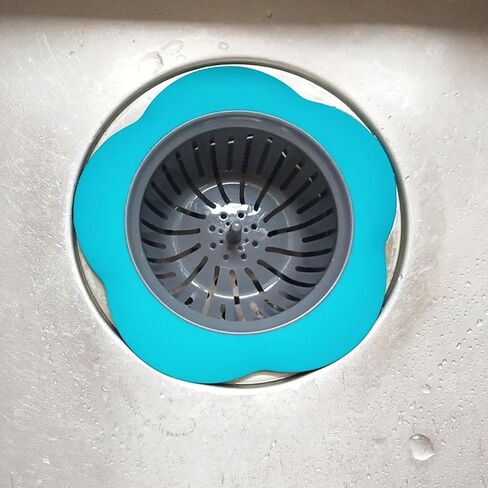 مصفاة حوض المطبخ مصفاة صب مرشح حافة واسعة 4.5 بوصة 4 لون ، مصفاة بالوعة المطبخ ، لحوض المطبخ (الأزرق) in Kuwait