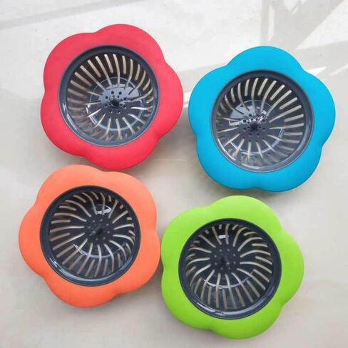 مصفاة حوض المطبخ مصفاة صب مرشح حافة واسعة 4.5 بوصة 4 لون ، مصفاة بالوعة المطبخ ، لحوض المطبخ (الأزرق) in Kuwait