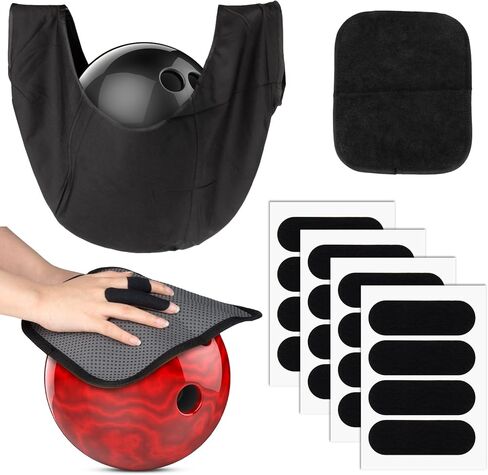 18PCS Bowling Accessories for Men Women-1PC Bowling Ball Bag,1PC Towel and 16PCS Thumb Tape,Black BowlingBall Cleaner and Polisher in Saudi Arabia