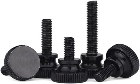 Knurled Thumb Screws，Thumb Screws， 2-10pcs M3 M4 M5 M6 GB834 Knurled Black Or White Zinc Step Head Hand Tighten Thumb Screw Curtain Wall Glass Lock Thumb Screw(Black zinc,14MM-5PCS M5) in Saudi Arabia