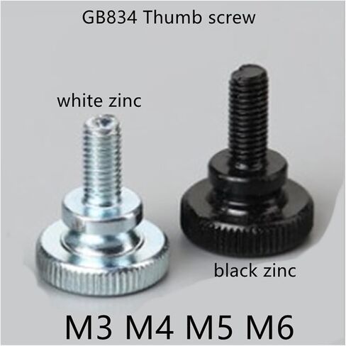 Knurled Thumb Screws，Thumb Screws， 2-10pcs M3 M4 M5 M6 GB834 Knurled Black Or White Zinc Step Head Hand Tighten Thumb Screw Curtain Wall Glass Lock Thumb Screw(Black zinc,14MM-5PCS M5) in Saudi Arabia