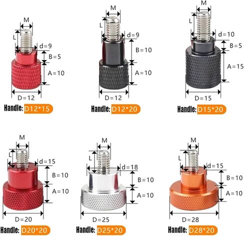 Knurled Thumb Screws，Thumb Screws， 1PC M6 Colored Aluminum Knurled Thumb Screw High Step Hand Tighten Screw Bolt Stainless Steel Thread for DIY/Aircraft Model(White,M6x15-D20x20) in Saudi Arabia
