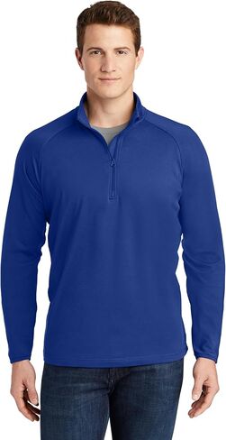Sport-Tek Mens Sport-Wick Stretch 1/2-Zip Pullover, Black in Saudi Arabia