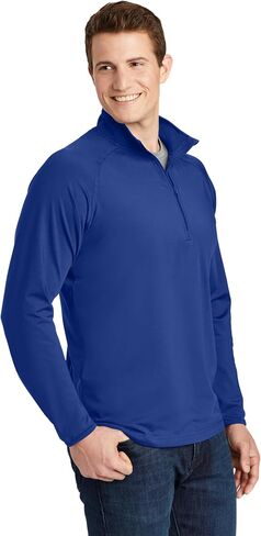 Sport-Tek Mens Sport-Wick Stretch 1/2-Zip Pullover, Black in Saudi Arabia