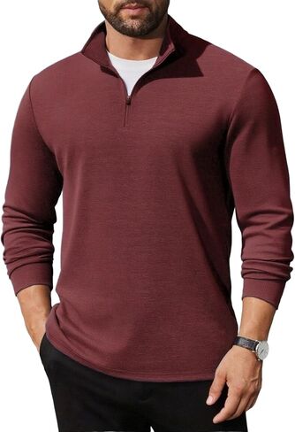 COOFANDY Men's Quarter Zip Up Pullover Long Sleeve Sweatshirt Mock Neck Golf Polo Sweater in Saudi Arabia