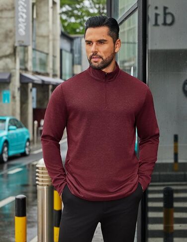 COOFANDY Men's Quarter Zip Up Pullover Long Sleeve Sweatshirt Mock Neck Golf Polo Sweater in Saudi Arabia