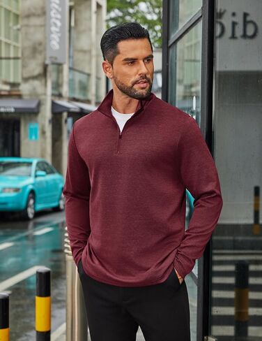 COOFANDY Men's Quarter Zip Up Pullover Long Sleeve Sweatshirt Mock Neck Golf Polo Sweater in Saudi Arabia