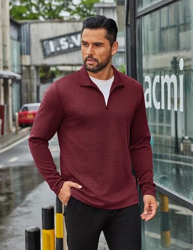 COOFANDY Men's Quarter Zip Up Pullover Long Sleeve Sweatshirt Mock Neck Golf Polo Sweater in Saudi Arabia