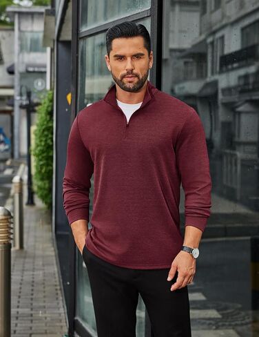 COOFANDY Men's Quarter Zip Up Pullover Long Sleeve Sweatshirt Mock Neck Golf Polo Sweater in Saudi Arabia