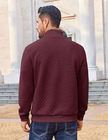 Coofandy Men Quarter Zip Pullover Long Sleeve Swefshirt Shirt Shirt Waffle Discalally Collared Sweatshirts Mock Neck Winter Winter in Saudi Arabia