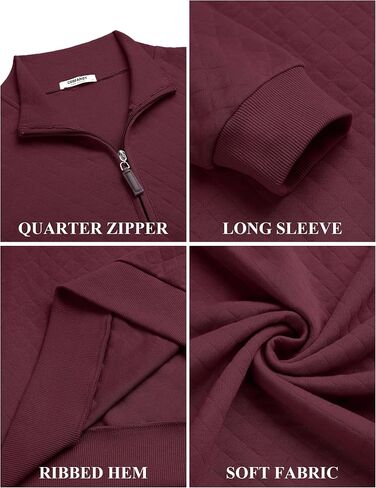 Coofandy Men Quarter Zip Pullover Long Sleeve Swefshirt Shirt Shirt Waffle Discalally Collared Sweatshirts Mock Neck Winter Winter in Saudi Arabia