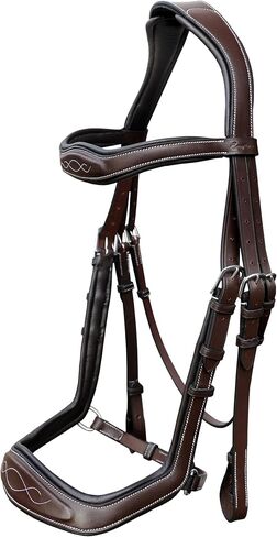 Exion Anatomic Hunter Jumping Bridle للخيول-اللجام الإنجليزي المبطن الناعم مع ولي العهد المضاد للضغط ، وقرص قبضة مطاطية وغرزة فاخرة-راحة للتدريب والمعرض والمنافسة in Saudi Arabia