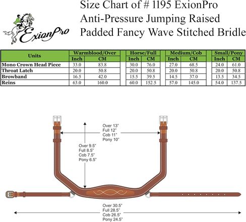 Exion Anatomic Hunter Jumping Bridle للخيول-اللجام الإنجليزي المبطن الناعم مع ولي العهد المضاد للضغط ، وقرص قبضة مطاطية وغرزة فاخرة-راحة للتدريب والمعرض والمنافسة in Saudi Arabia
