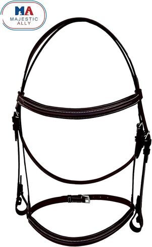 Majestic Ally Padded Raised English Bridle, Premium Leather, Matching Laced Reins in Saudi Arabia