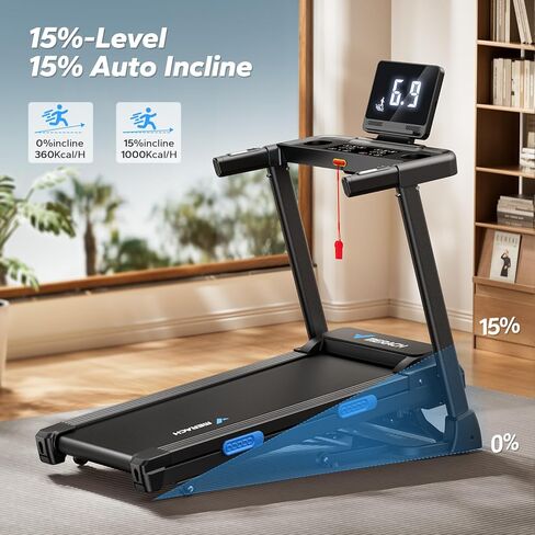 MERACH Foldable Treadmill with Incline, 7.5MPH Quiet Treadmills for Home with Double Deck Technology, 4 Silicone Shock Cushion, Heart Rate Monitoring,16.5" Wider Belt, APP in Kuwait