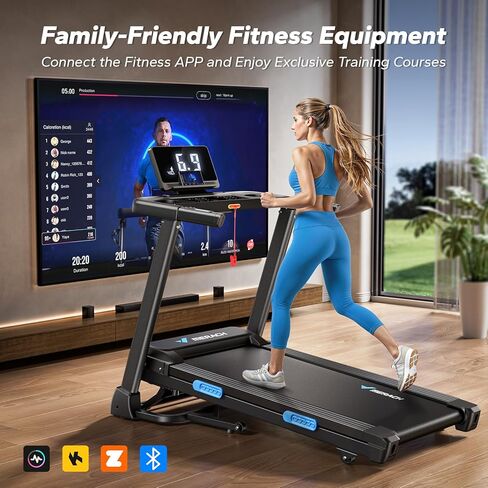 MERACH Foldable Treadmill with Incline, 7.5MPH Quiet Treadmills for Home with Double Deck Technology, 4 Silicone Shock Cushion, Heart Rate Monitoring,16.5" Wider Belt, APP in Kuwait