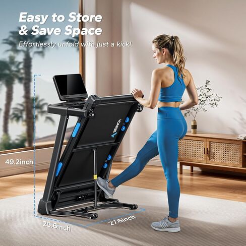 MERACH Foldable Treadmill with Incline, 7.5MPH Quiet Treadmills for Home with Double Deck Technology, 4 Silicone Shock Cushion, Heart Rate Monitoring,16.5" Wider Belt, APP in Kuwait
