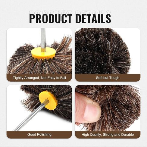 Horsehair Polishing Wheel Brush 4" Horse Hair Buffing Grinding Roller Drill Buffer Abrasive Grinder Rotary Tool 100x160mm Brown for Surface Texture Burnishing in Saudi Arabia