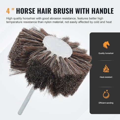 Horsehair Polishing Wheel Brush 4" Horse Hair Buffing Grinding Roller Drill Buffer Abrasive Grinder Rotary Tool 100x160mm Brown for Surface Texture Burnishing in Saudi Arabia