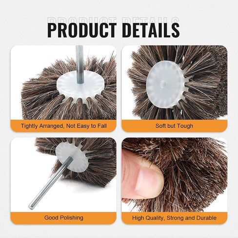 Horsehair Polishing Wheel Brush 4" Horse Hair Buffing Grinding Roller Drill Buffer Abrasive Grinder Rotary Tool 100x160mm Brown for Surface Texture Burnishing in Saudi Arabia