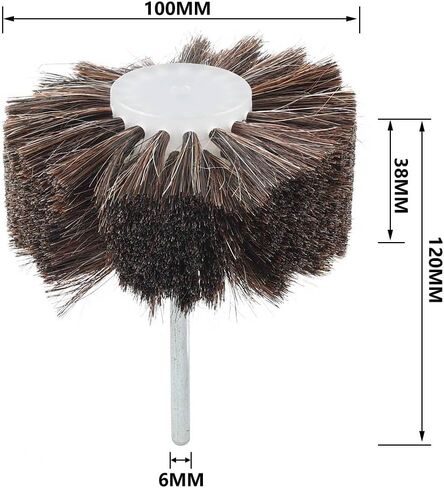 Horsehair Polishing Wheel Brush 4" Horse Hair Buffing Grinding Roller Drill Buffer Abrasive Grinder Rotary Tool 100x160mm Brown for Surface Texture Burnishing in Saudi Arabia