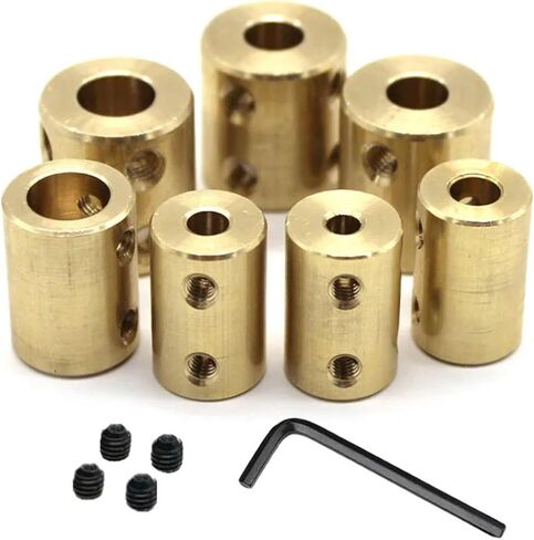 3.17/4/5/6/8/10/12mm Brass Rigid Motor Shaft Coupling Coupler Transmission Connector Sleeve Adapter 1Pcs(4mm-4mm) in Saudi Arabia