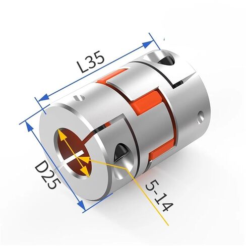 D25L35 Jaw Shaft Coupler D25L35 Spider Flexible Motor Aluminium Flexible Coupling Encoder Connector5/6/6.35/7/8/9/10/11/12/14 Mm 1Pcs(5x14) in Kuwait