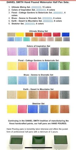 DANIEL SMITH Hand Poured Watercolor, Half Pans, Colors of Inspiration Set with 6 Watercolor Half Pans, 9 Empty Half Pans, 1 Plastic Travel Case (Total 16 Pieces) 285650003 in Kuwait