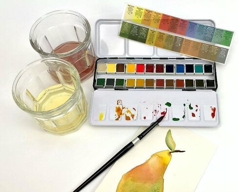 DANIEL SMITH Hand Poured Watercolor, Half Pans, Colors of Inspiration Set with 6 Watercolor Half Pans, 9 Empty Half Pans, 1 Plastic Travel Case (Total 16 Pieces) 285650003 in Kuwait