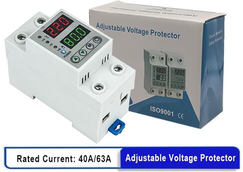 Digital Adjustable Over & Under Voltage Protector Dual Display 40A 63A 230V Din Rail Relay Surge Limit Over Current Protection(40A) in Saudi Arabia