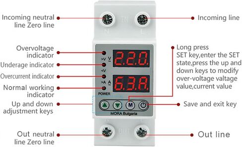 Digital Adjustable Over & Under Voltage Protector Dual Display 40A 63A 230V Din Rail Relay Surge Limit Over Current Protection(40A) in Saudi Arabia