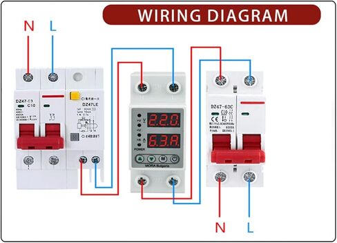 Digital Adjustable Over & Under Voltage Protector Dual Display 40A 63A 230V Din Rail Relay Surge Limit Over Current Protection(40A) in Saudi Arabia