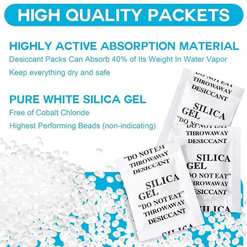 1000 Pcs 2 Gram Silica Gel Packets Desiccant Packs for Storage Moisture Absorbers Silica Gel Anti Humidity Transparent Food Grade Desiccant Packs for Electronics, Clothes Shoes, Jewelry in Saudi Arabia