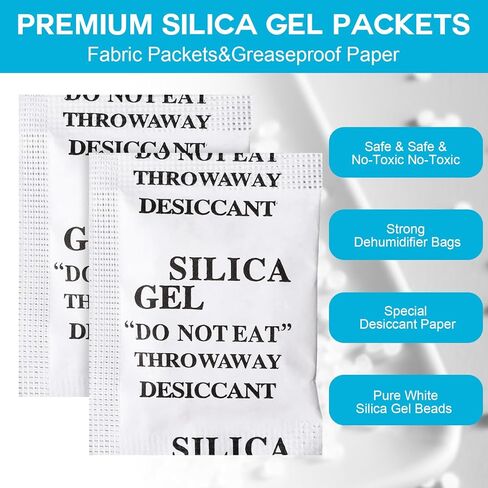 1000 Pcs 2 Gram Silica Gel Packets Desiccant Packs for Storage Moisture Absorbers Silica Gel Anti Humidity Transparent Food Grade Desiccant Packs for Electronics, Clothes Shoes, Jewelry in Saudi Arabia