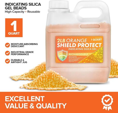 2 LB Indicating Silica Gel Beads 3–5mm – Reusable Desiccant Beads for Moisture Absorption, 3D Filament Storage Silica Gel Crystals, Blue to Pink Dehumidifier Beads, 1 Quart Air-Tight Container in Saudi Arabia