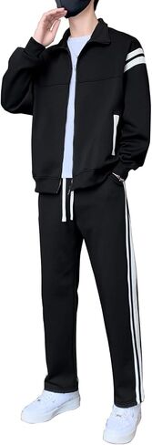 Men's two-piece sports suit Sports Sweatshirt Jogging Zipper Long Sleeve Casual Sportswear in Saudi Arabia