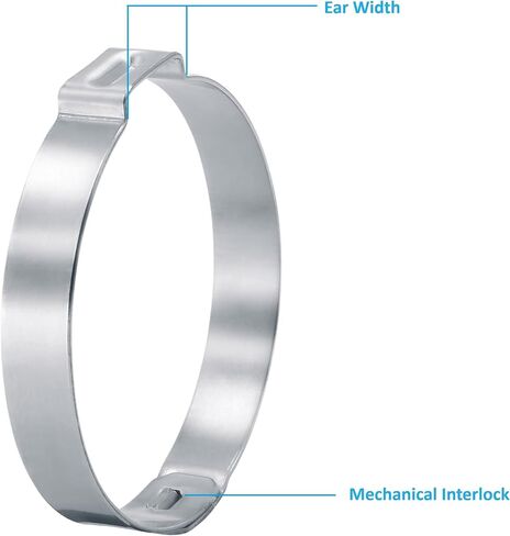 OCS Parts - Oetiker 155 Single Ear Clamps with Mechanical Interlock, 155 Stainless Steel, 34.6 mm Size, Pack of 20, Includes OCS Parts 2-Year Warranty in Saudi Arabia