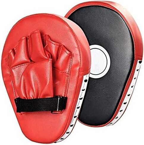 Boxing Curved Focus Punching Mitts- Leatherette Training Hand Pads Karate Muay Thai Training Gloves with Adjustable Strap in Saudi Arabia
