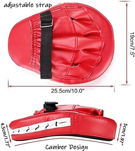 Boxing Curved Focus Punching Mitts- Leatherette Training Hand Pads Karate Muay Thai Training Gloves with Adjustable Strap in Saudi Arabia