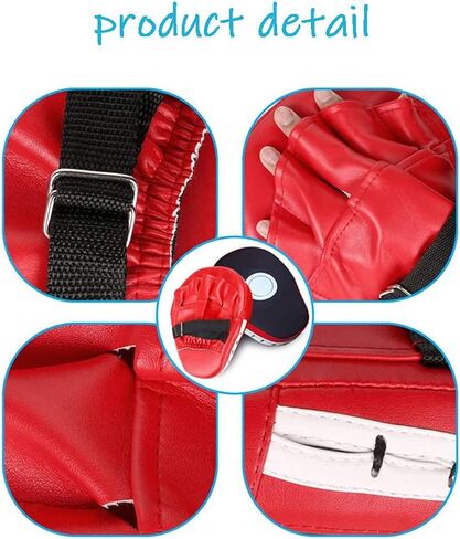 Boxing Curved Focus Punching Mitts- Leatherette Training Hand Pads Karate Muay Thai Training Gloves with Adjustable Strap in Saudi Arabia